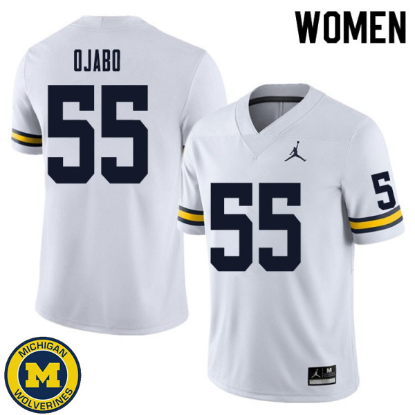 Women's University of Michigan #55 David Ojabo White NCAA Player Game Jersey